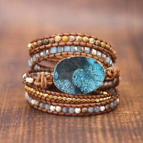 Natural Marine Stone Bracelet Beads